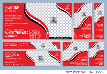 Red and Black business cards design, standard sizes, modern design 67915542