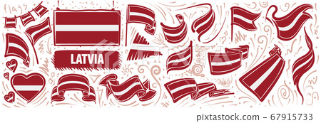 Vector set of the national flag of Latvia in various creative designs Vector set of the national flag of Latvia in various creative designs 67915733