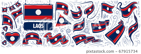 Vector set of the national flag of Laos in various creative designs Vector set of the national flag of Laos in various creative designs 67915734