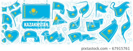 Vector set of the national flag of Kazakhstan in various creative designs Vector set of the national flag of Kazakhstan in various creative designs 67915761