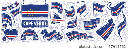 Vector set of the national flag of Cape Verde in various creative designs Vector set of the national flag of Cape Verde in various creative designs 67915762