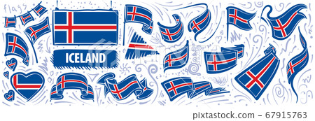 Vector set of the national flag of Iceland in various creative designs Vector set of the national flag of Iceland in various creative designs 67915763