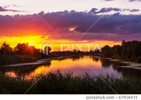 Lake on sunset 67916435