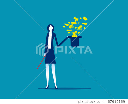 Money flying out of the magic hat. Financial magic 67919169