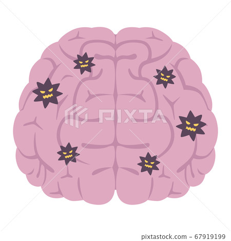 病毒入侵的大腦的插圖。 病毒入侵的大腦的插圖。 67919199