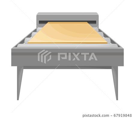 Conveyor Belt with Wooden Plank for Furniture Production Vector Illustration 67919848