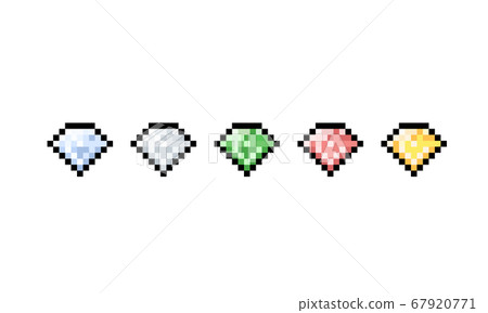 Pixel art cartoon diamond icon set. Pixel art cartoon diamond icon set. 67920771