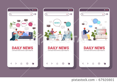 set people reading and discussing daily news chat bubble communication concept set people reading and discussing daily news chat bubble communication concept 67920801