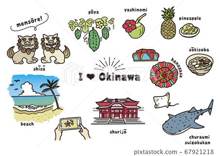 Hand-drawn Okinawa illustration (color) 67921218