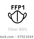 Mask FFP1 Filter, respirator icon. Editable line vector. 67921644