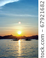Beautiful sunset at the sea. a variety of colors and shades of the rising sun. 67921682