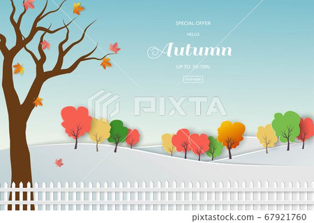 Autumn sale background with colorful leaves for shopping promotion,web banner or poster 67921760