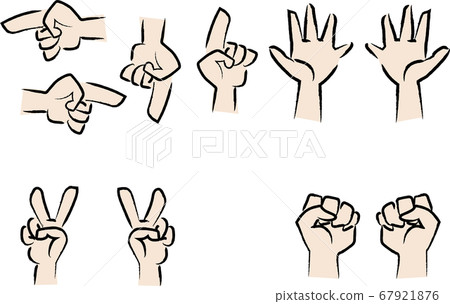 Illustration of hand arrow rock paper scissors 67921876