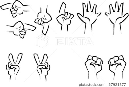 Hand illustration arrow rock paper monochrome Hand illustration arrow rock paper monochrome 67921877