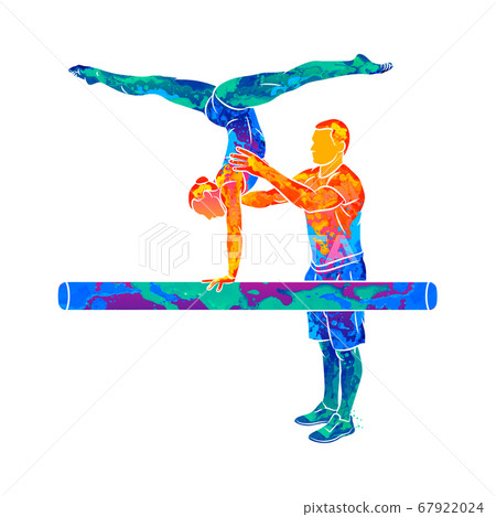 Photo abstract silhouette of girl who practice gymnastics