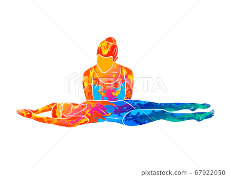 Abstract little girl learning to swim with coach. Kids Swimming 67922050
