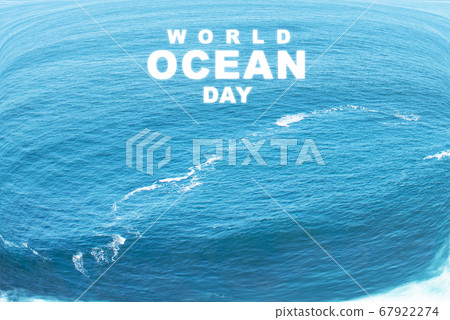 Ocean view with World Ocean Day text 67922274