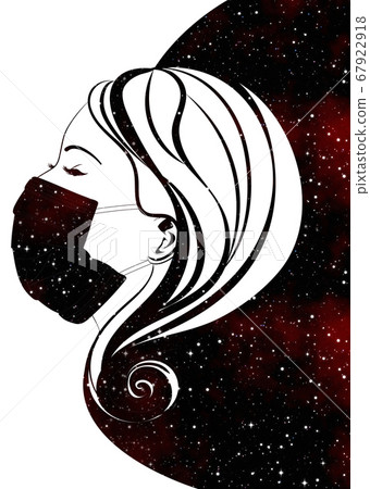 Woman side view in face mask with starfield Woman side view in face mask with starfield 67922918