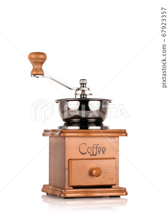 vintage wooden coffee grinder equipment isolated on white background 67923357