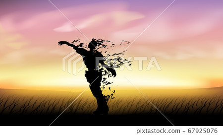 zombie silhouette at sunset zombie silhouette at sunset 67925076