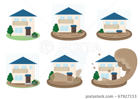 Vector illustration set of houses suffering flood damage Vector illustration set of houses suffering flood damage 67927153