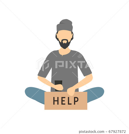 Cartoon Color Character Homeless Person With Stock Illustration