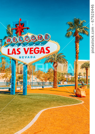 Famous Las Vegas sign at the entrance to the Famous Las Vegas sign at the entrance to the 67928446