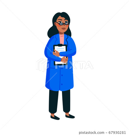 Female Scientist. Afro american woman in a blue 67930281