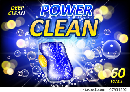 Clean poster design for advertising. Dishwashing tablet soap ads. Realistic Liquid detergent gel for dishwasher machine. 3d vector illustration Clean poster design for advertising. Dishwashing tablet soap ads. Realistic Liquid detergent gel for dishwasher machine. 3d vector illustration 67931302