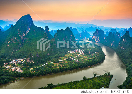 Karst mountain landscape on the Li River in 67931558