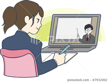 在在線研討會上學習的學生 67932002