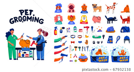 Pet grooming big set. Dog care, grooming, hygiene, 67932138