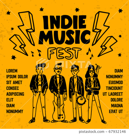 Indie music festival poster or flyer template. Indie music festival poster or flyer template. 67932146
