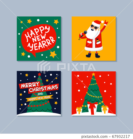 Happy New year mini greeting card. Singing Santa Happy New year mini greeting card. Singing Santa 67932217