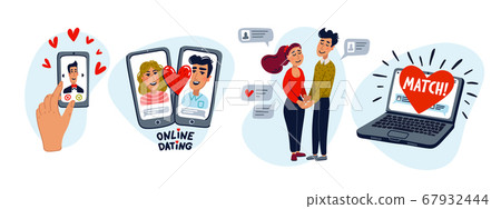 Online dating set. Dating couples, mobile app, Online dating set. Dating couples, mobile app, 67932444