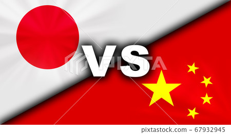 日本和中國國旗，貿易經濟全球背景圖像 67932945