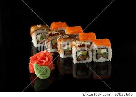 sushi on black background sushi on black background 67933646