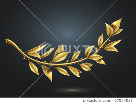 Golden laurel branch part of winner wreath Golden laurel branch part of winner wreath 67934081