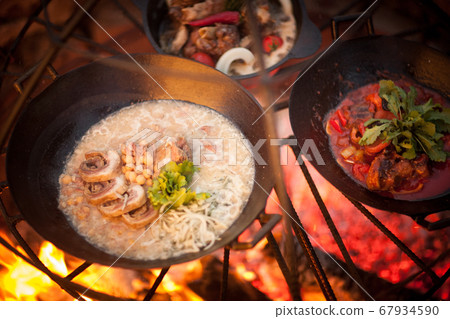 cooking on fire cooking on fire 67934590