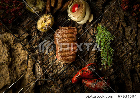 dish on a tree bark dish on a tree bark 67934594