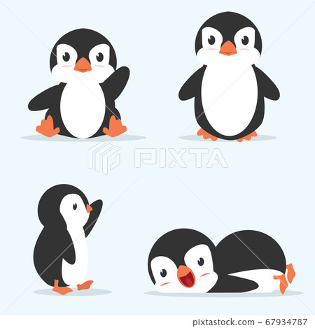 Cute little penguin poses vector set 67934787