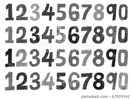 Vector handwritten number illustration grayscale 67935542