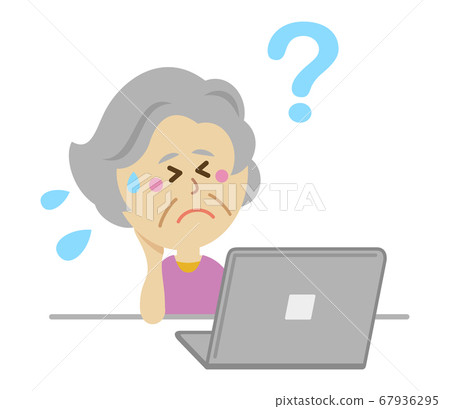 Illustration image of elderly people who are not good at personal computers 67936295