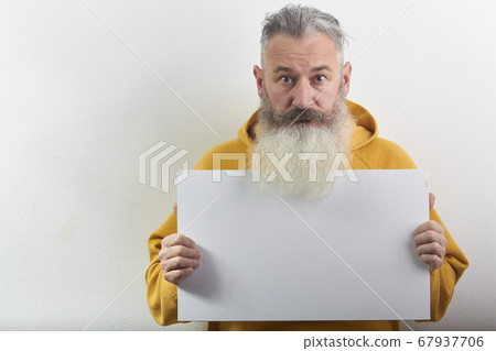 Portrait of mature gray-haired bearded man with 67937706
