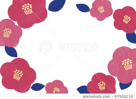 21山茶花框架新年賀卡材料背景透明 插圖素材 圖庫