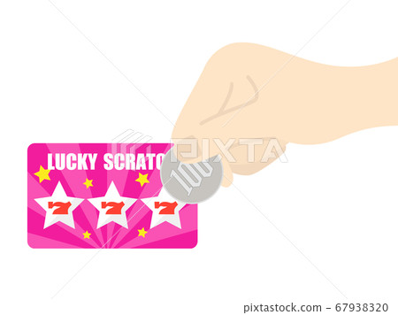 Illustration of scraping a scratch card with coins 67938320