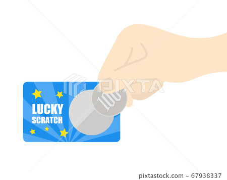 Illustration of scraping a scratch card with coins 67938337