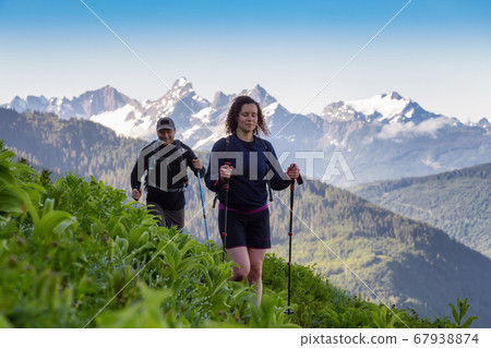 Hiking in Canadian Mountain Landscape Hiking in Canadian Mountain Landscape 67938874