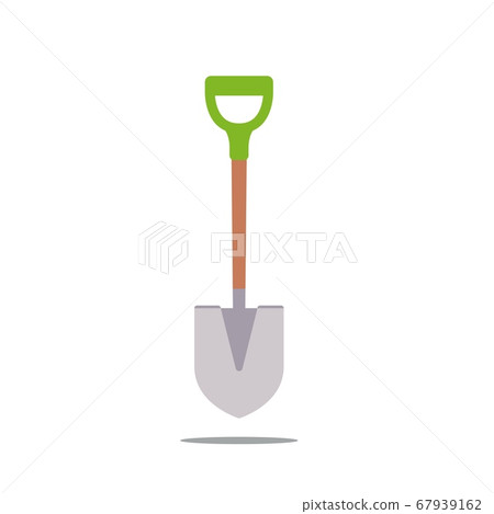 Compact flat style pointed digger shovel isolated on white. Garden digging tool. 67939162