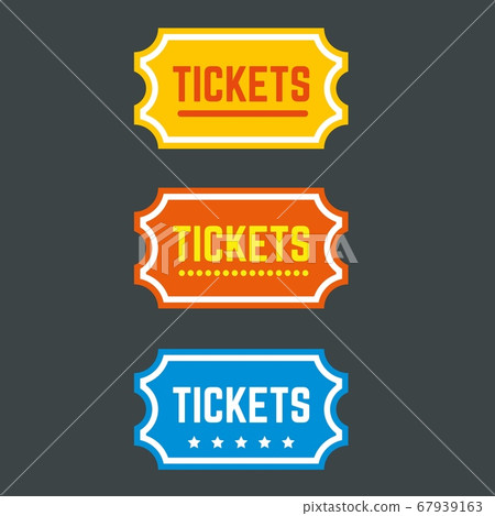 Colorful retro coupon with the word Tickets. Admission one Colorful retro coupon with the word Tickets. Admission one 67939163